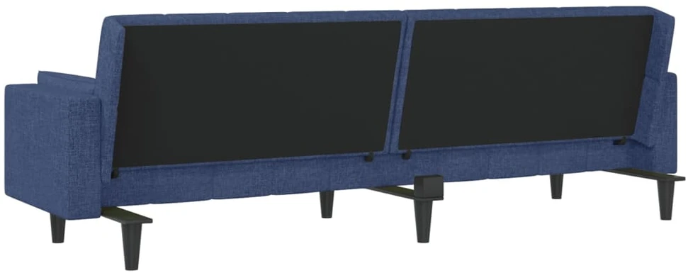 Dvivietė sofa-lova su dvejomis pagalvėmis, mėlyna, audinys