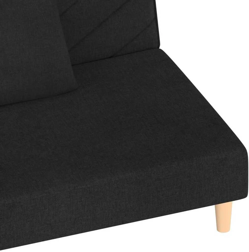 Dvivietė sofa-lova su dvejomis pagalvėmis, juoda, audinys