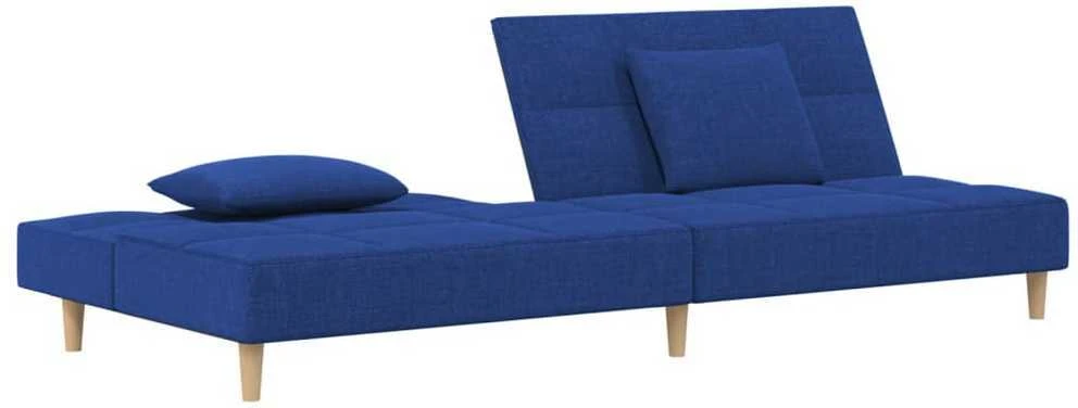Dvivietė sofa-lova su dvejomis pagalvėmis, mėlyna, audinys