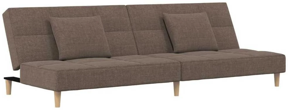 Dvivietė sofa-lova su dvejomis pagalvėmis, taupe, audinys