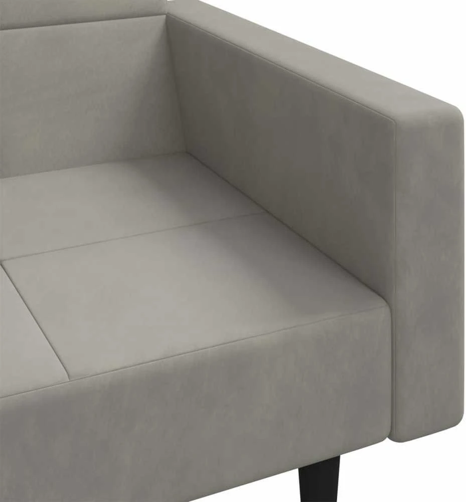 Dvivietė sofa-lova su dvejomis pagalvėmis, pilka, aksomas