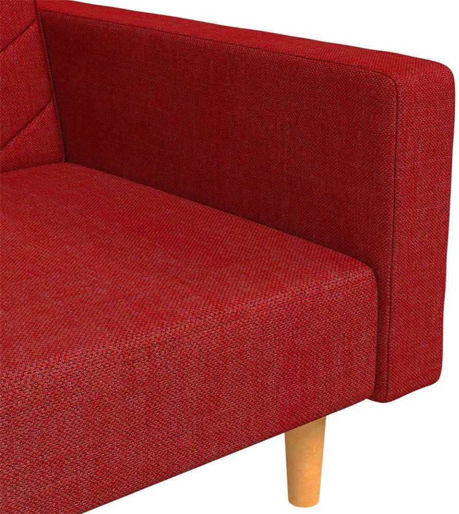 Dvivietė sofa-lova su dvejomis pagalvėmis, vyno, audinys