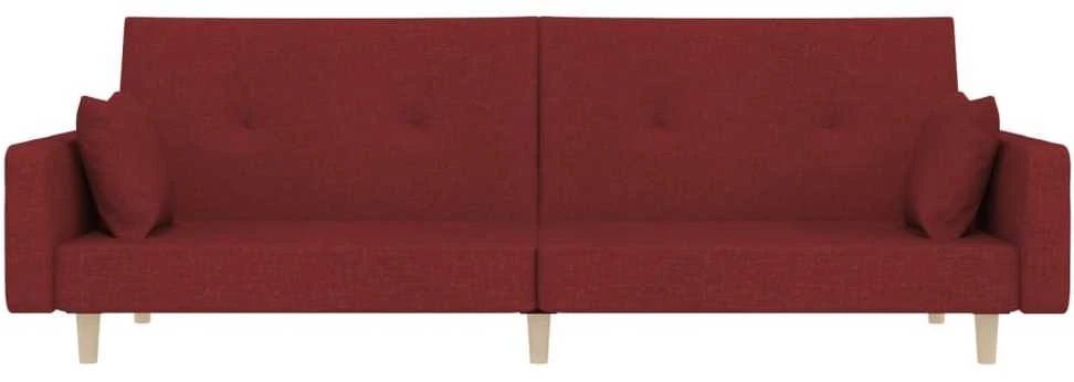 Dvivietė sofa-lova su dvejomis pagalvėmis, vyno, audinys