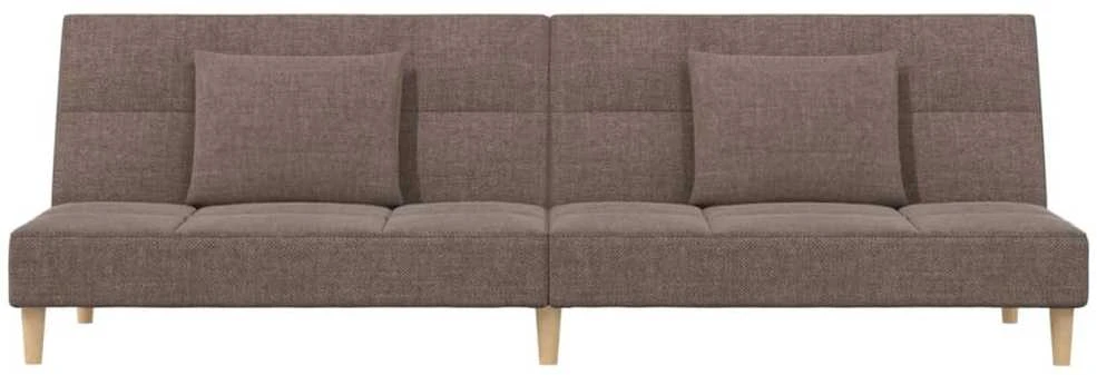 Dvivietė sofa-lova su dvejomis pagalvėmis, taupe, audinys