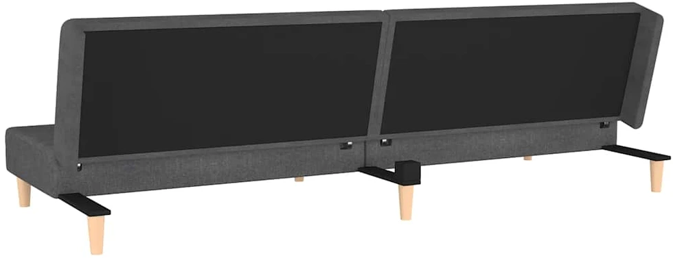 Dvivietė sofa-lova su dvejomis pagalvėmis, pilka, audinys