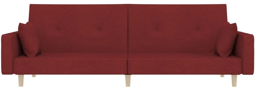 Dvivietė sofa-lova su dvejomis pagalvėmis, vyno, audinys