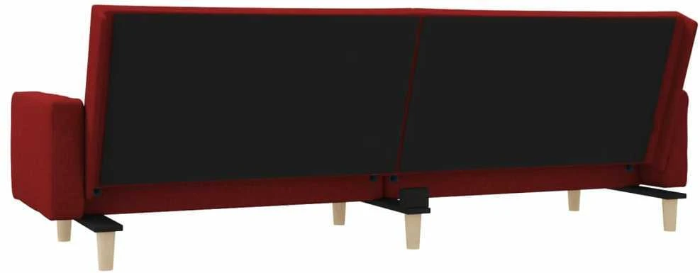 Dvivietė sofa-lova su dvejomis pagalvėmis, vyno, audinys