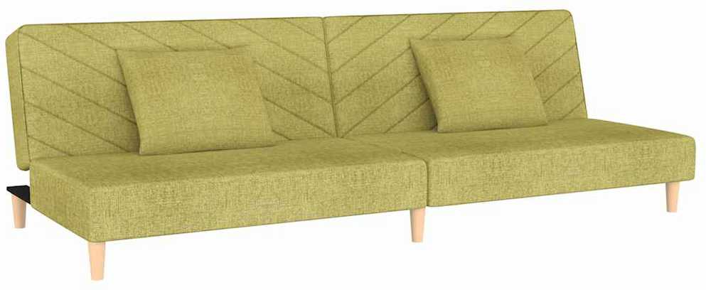 Dvivietė sofa-lova su dvejomis pagalvėmis, žalia, audinys