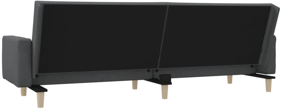 Dvivietė sofa-lova su dvejomis pagalvėmis, pilka, audinys