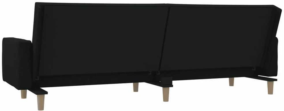 Dvivietė sofa-lova su dvejomis pagalvėmis, juoda, audinys