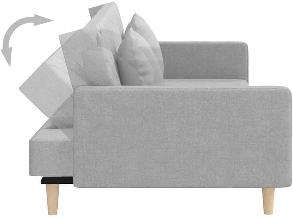 Dvivietė sofa-lova su dvejomis pagalvėmis, pilka, audinys