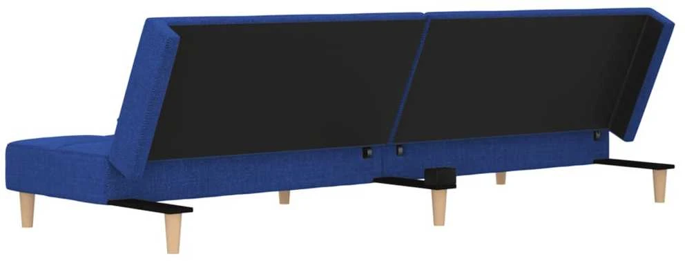 Dvivietė sofa-lova su dvejomis pagalvėmis, mėlyna, audinys