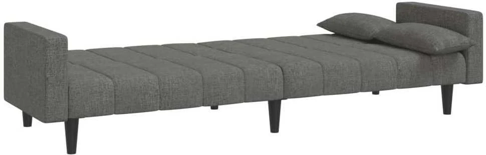 Dvivietė sofa-lova su dvejomis pagalvėmis, pilka, audinys