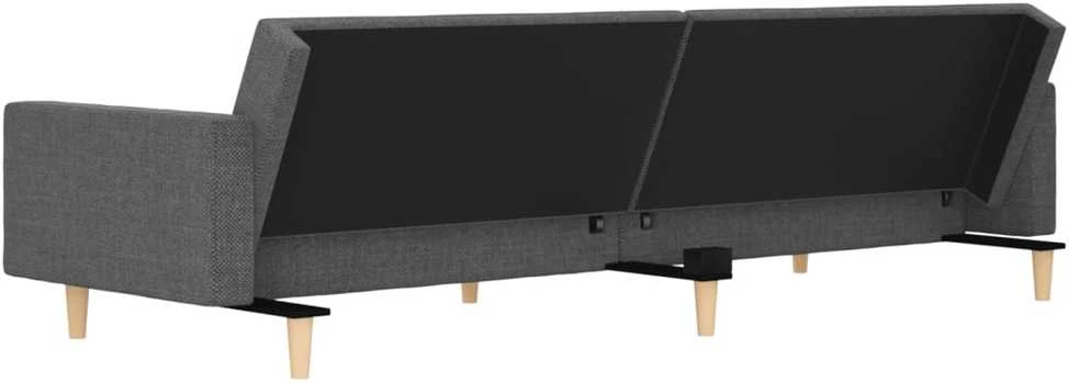 Dvivietė sofa-lova su dvejomis pagalvėmis, pilka, audinys
