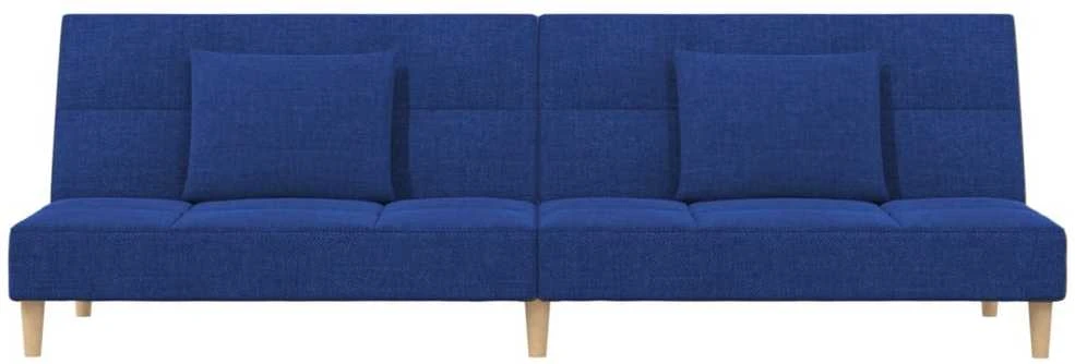 Dvivietė sofa-lova su dvejomis pagalvėmis, mėlyna, audinys