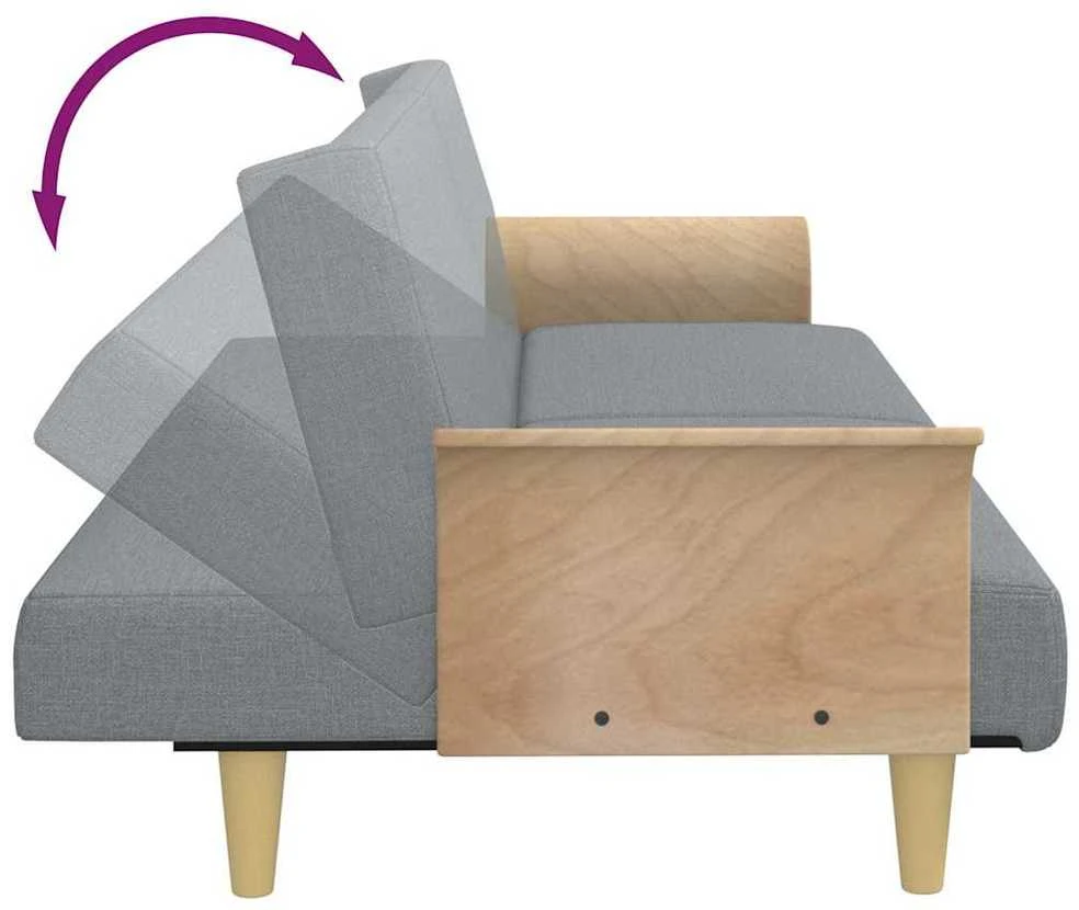 Dvivietė sofa-lova su pagalvėmis ir pakoja, pilka, aksomas