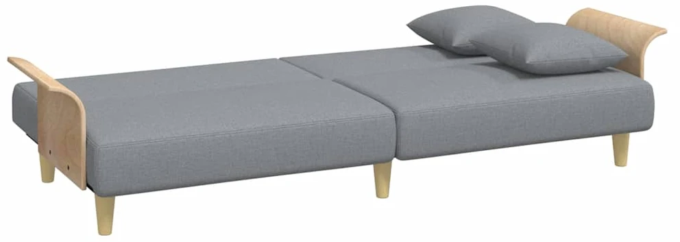 Dvivietė sofa-lova su pagalvėmis ir pakoja, pilka, aksomas