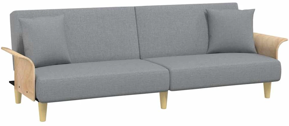 Dvivietė sofa-lova su pagalvėmis ir pakoja, pilka, aksomas