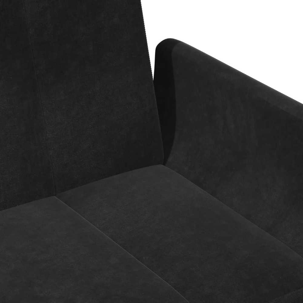 Dvivietė sofa-lova su pakoja, juodos spalvos, aksomas