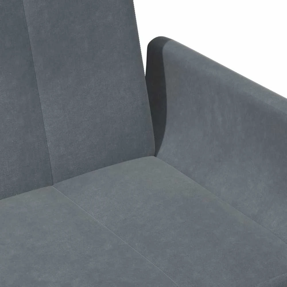 Dvivietė sofa-lova su pakoja, tamsiai pilkos spalvos, aksomas