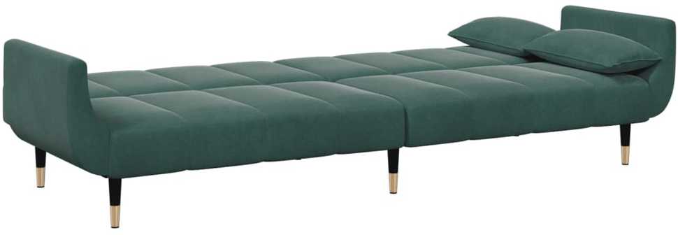 Dvivietė sofa-lova su pakoja, tamsiai žalios spalvos, aksomas