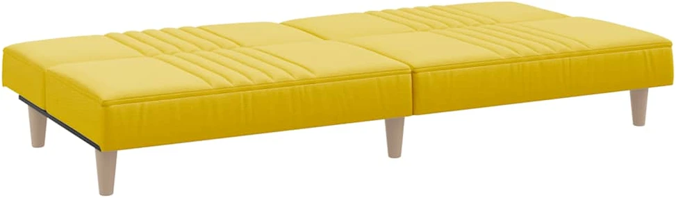 Dvivietė sofa-lova, šviesiai geltonos spalvos, audinys