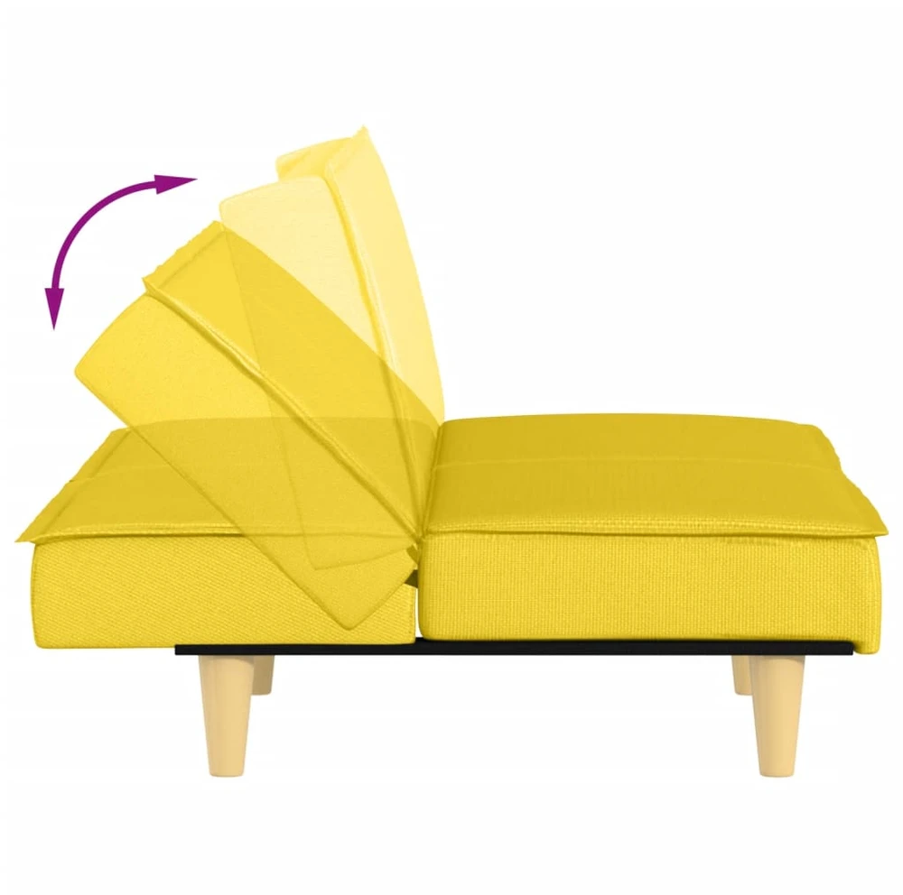 Dvivietė sofa-lova, šviesiai geltonos spalvos, audinys