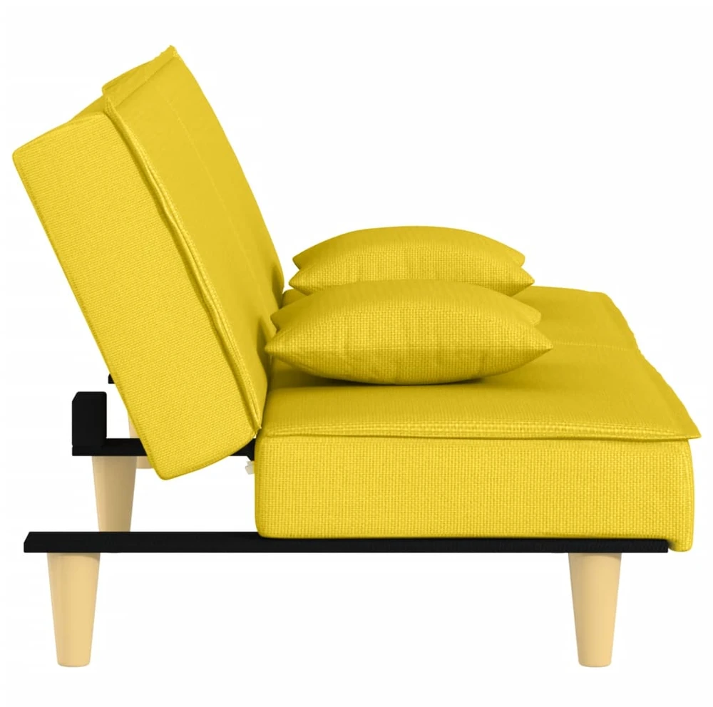 Dvivietė sofa-lova, šviesiai geltonos spalvos, audinys