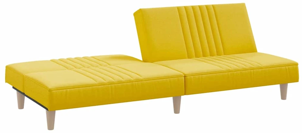 Dvivietė sofa-lova, šviesiai geltonos spalvos, audinys