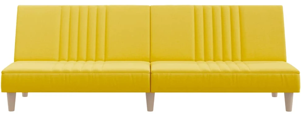Dvivietė sofa-lova, šviesiai geltonos spalvos, audinys