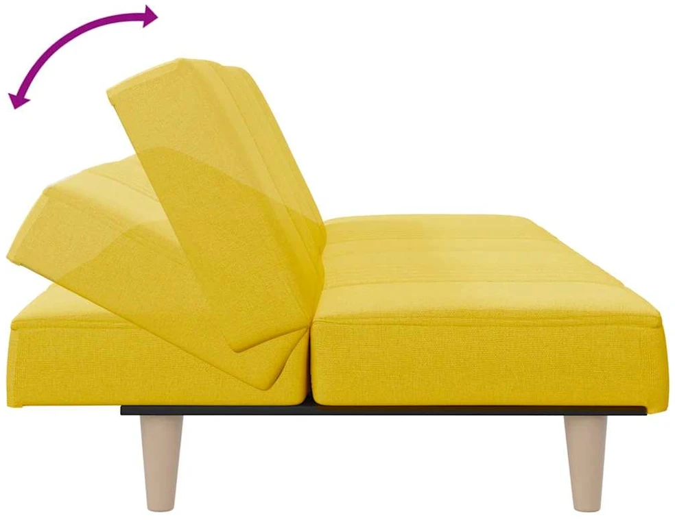 Dvivietė sofa-lova, šviesiai geltonos spalvos, audinys