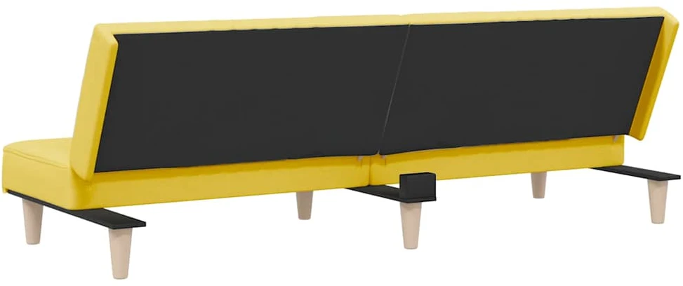 Dvivietė sofa-lova, šviesiai geltonos spalvos, audinys