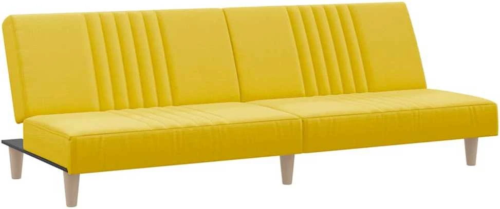 Dvivietė sofa-lova, šviesiai geltonos spalvos, audinys
