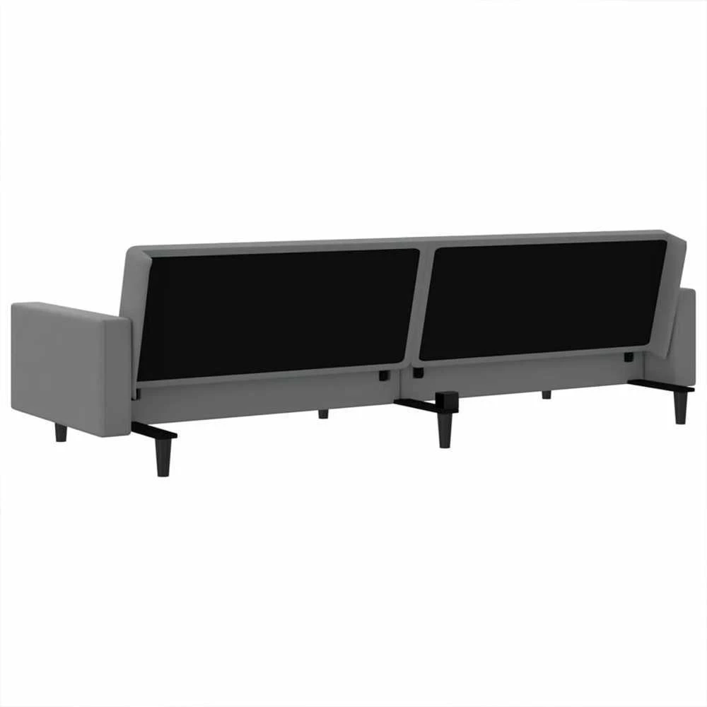Dvivietė sofa-lova, šviesiai pilkos spalvos, aksomas