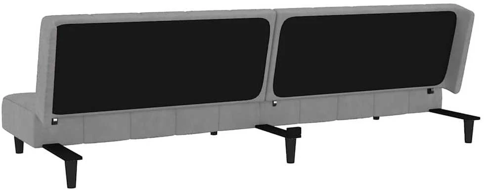 Dvivietė sofa-lova, šviesiai pilkos spalvos, aksomas