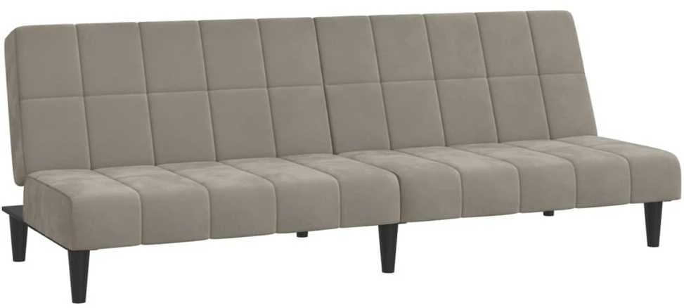 Dvivietė sofa-lova, šviesiai pilkos spalvos, aksomas
