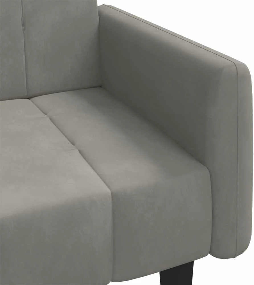 Dvivietė sofa-lova, šviesiai pilkos spalvos, aksomas