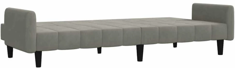 Dvivietė sofa-lova, šviesiai pilkos spalvos, aksomas