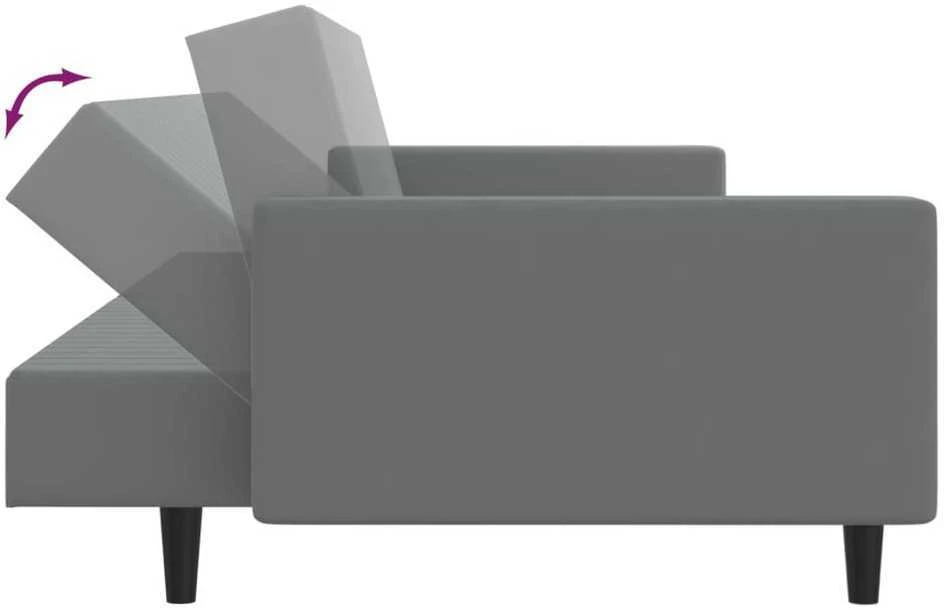 Dvivietė sofa-lova, šviesiai pilkos spalvos, aksomas