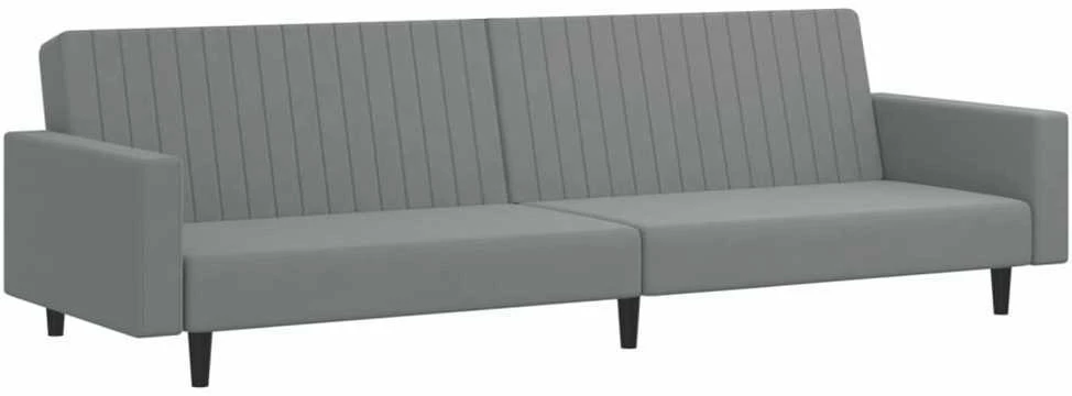 Dvivietė sofa-lova, šviesiai pilkos spalvos, aksomas