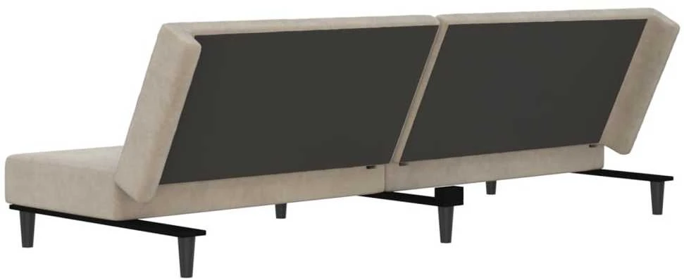 Dvivietė sofa-lova, šviesiai pilkos spalvos, aksomas