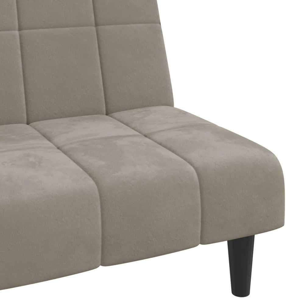 Dvivietė sofa-lova, šviesiai pilkos spalvos, aksomas