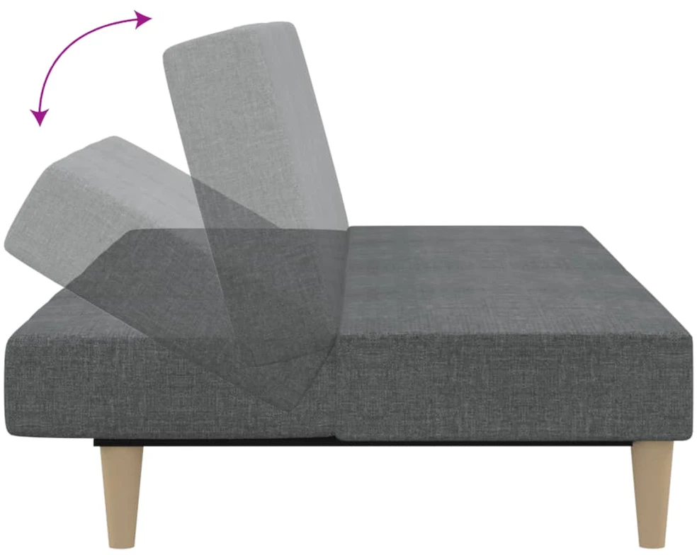 Dvivietė sofa-lova, šviesiai pilkos spalvos, audinys
