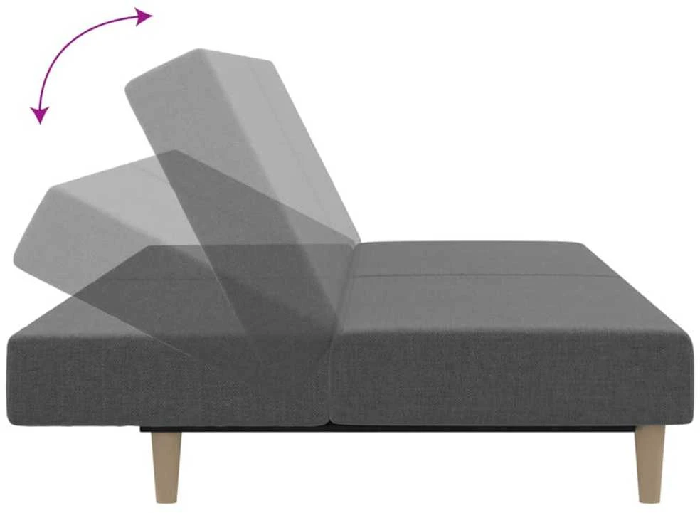 Dvivietė sofa-lova, šviesiai pilkos spalvos, audinys