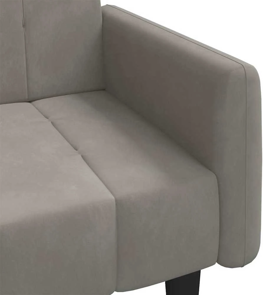Dvivietė sofa-lova, šviesiai pilkos spalvos, aksomas