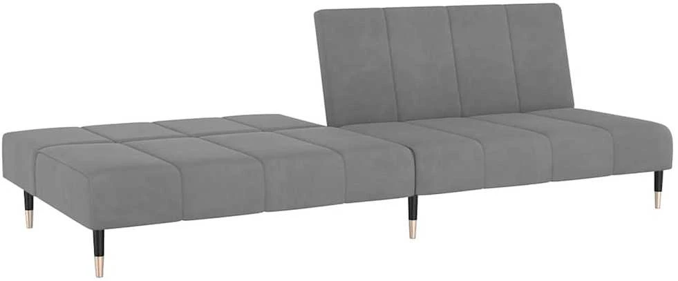 Dvivietė sofa-lova, šviesiai pilkos spalvos, aksomas