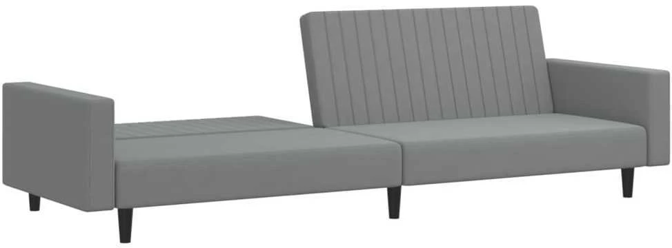 Dvivietė sofa-lova, šviesiai pilkos spalvos, aksomas