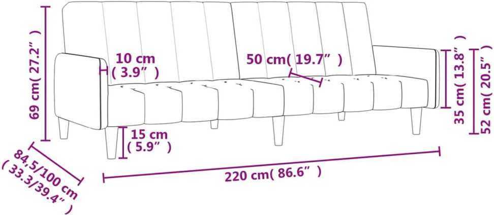 Dvivietė sofa-lova, šviesiai pilkos spalvos, aksomas