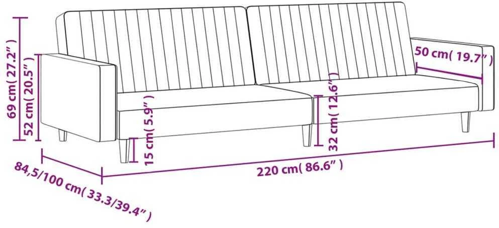 Dvivietė sofa-lova, šviesiai pilkos spalvos, aksomas