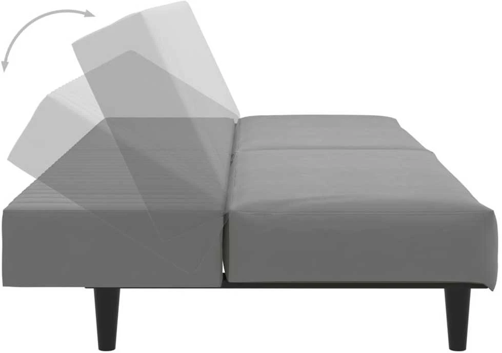 Dvivietė sofa-lova, šviesiai pilkos spalvos, aksomas